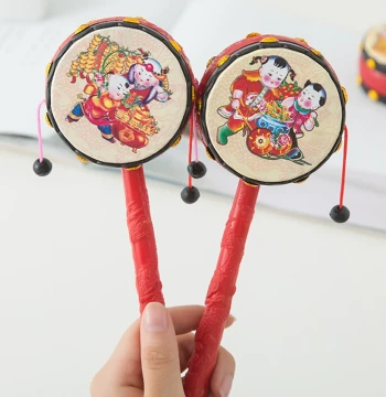 Rattle Baby Toy Classic Hand-Shake Drum Baby Wooden Plastic Traditional Children Newborn Boys Girls