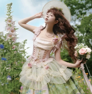 [Deposit Only | Monet Garden Style 1 - Draped Neck Separated Skirt] Yingluo | Monet Oil Painting CLA Elegant Skirt Set