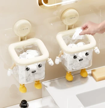 Disposable Face Towel Storage Box with Suction Cup for Wall Mount