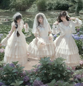 [Ivory Tower] withpuji Original Design CLA Dreamy Full-Skirt OP/JSK Three-Panel Lolita Dress