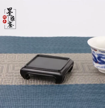 Purple Sandalwood Solid Square Seal Base - Miniature Bonsai Stand, Tea Cup Coaster, Craft Display for Carved Nuts and Antiques