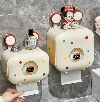 Tissue Box Suction Cup Wall-Mounted Holder for Bathrooms