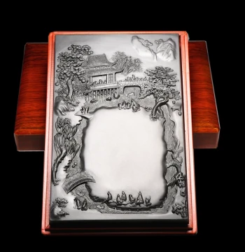 Intangible Cultural Heritage Master Inkstone – Authentic Anhui She Inkstone 'Step Higher', Old Pit Natural Stone for Professional Calligraphy and Painting, Premium Four Treasures of the Study