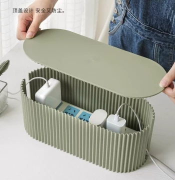 Power Strip Storage Box Cable Organizer Dustproof Desktop Cord Management Container