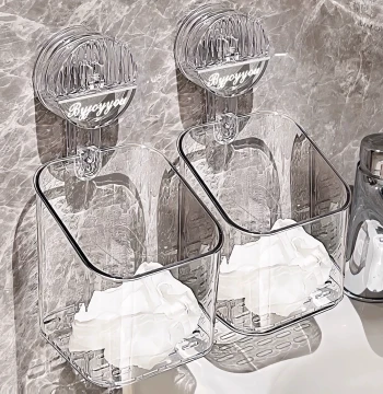 Disposable Face Towel Bin with Suction Cup for Wall Mount
