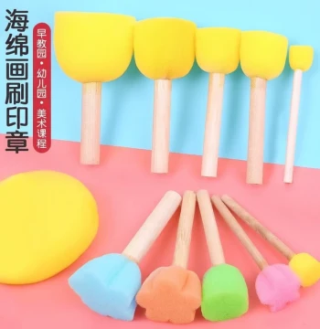 Mushroom-Shaped Sponge Stamp Round Printing Tool for Kids' Art and Crafts