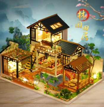 DIY Miniature House Chinese Ancient Style Villa Model, Hand-Assembled 3D Puzzle Gift for Women