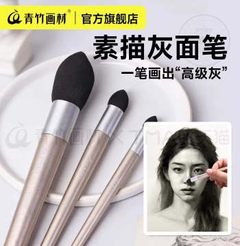 Qingzhu Sketching and Drawing Set: Gray Blending Stumps, Highlight Erasers, Paper Stumps, Sponge Blenders for Still Life, Geometry, and Portraits - Professional Kit for Art Students and Exam Candidates