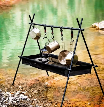 Shanqu Outdoor Folding Storage Rack Camping Tripod Pot Stand Light Holder Hanging Organizer Bracket