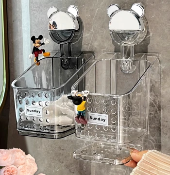 Face Towel Storage Box with Suction Cup and Drainage for Bathroom