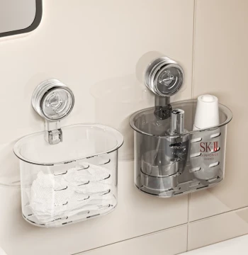 Face Towel Storage Box with Suction Cup, Wall-Mounted Holder for Bathroom
