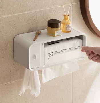 Wall-Mounted Bathroom Tissue Holder No-Drill Waterproof