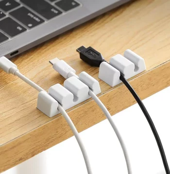 Desk Edge Clip Cable Organizer - Drill-Free Wire Manager for Phone Charging Cords and Data Lines