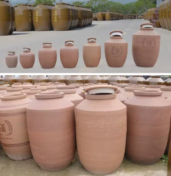 Sichuan Coarse Unglazed Pottery Wine Jar (100L) - Clay-Free Glazed Fermentation Tank for Wine Storage & Aging