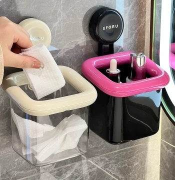 Disposable Face Towel Storage Rack with Suction Cup for Wall Mount