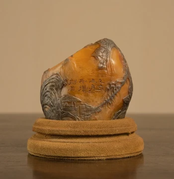 Qing Dynasty Tianhuang Stone Carved Seal Featuring Landscape, Figures, and Poetry - Antique Collectible Ornament