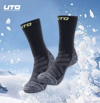 UTO Merino Wool Socks for Men and Women, Mid-Calf Hiking and Outdoor Sports Socks for Autumn/Winter, Sweat-Wicking and Warm