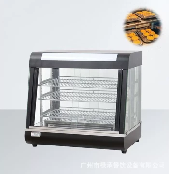 Commercial 3-Tier Food Warmer Display Case for Burgers, Fried Chicken, Egg Tarts, and Cooked Foods with Glass Countertop