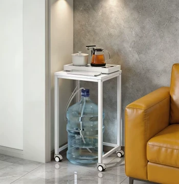 Teapot Kettle Storage Rack Movable Shelf Above Barrel Water Living Room Floor-Standing Drinking Water Bucket Carbon Steel Frame