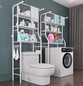 Bathroom Multi-Function Toilet Stainless Steel Over-Toilet Storage Rack Multi-Tier Floor-Standing Washing Machine Storage Cabinet