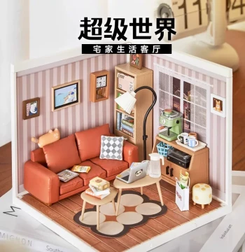 rolife Super World Living Room Building Kit - Educational DIY Dollhouse Model and Gift for Children