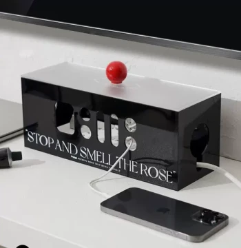 Easygood Nordic Acrylic Power Strip Organizer Box, Desktop Dust-Proof Decorative Cable Management Box