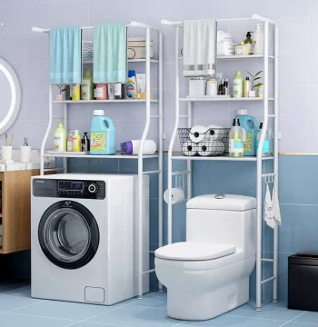Stainless Steel Bathroom Multi-Function Vanity Shelf, Over-Toilet Storage Rack, Multi-Layer Floor-Standing Laundry Organizer