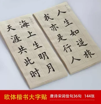 Tang Poetry Song Ci Best Lines Large Kai Brush Calligraphy Copybook Introductory Tracing for Adult Beginners Xuan Paper Ou Style Regular Script Calligraphy