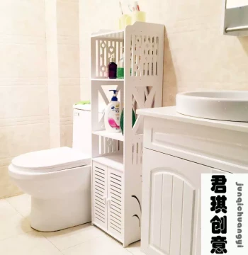 Bathroom Storage Rack Floor-Standing Restroom Corner Organizer Vanity Storage Cabinet Toilet Side Cabinet