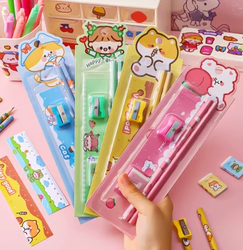 Cartoon Pencil Set - 5-Piece Student Stationery Kit, High-Value School Gift for Kids and Kindergarteners