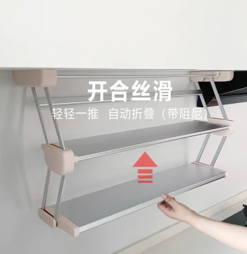 Kitchen Wall Cabinet Pull-Down Folding Rack with Silicone Mat – Space-Saving Prep Station for Enhanced Cooking Experience