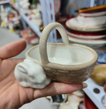 Free Shipping on Orders Over $19 (Excluding Remote Areas), Minor Flaws Included: Rabbit Basket with Bumps, Glaze Missing, Cracks, etc.