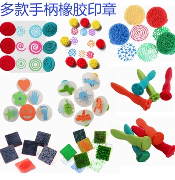Kindergarten Art Craft Supplies - Rubber Handprint Stamps, Sponge Brushes, and Painting Rollers