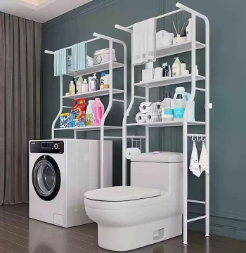 Multi-Layer Bathroom Toilet Shelf, Floor-Standing Laundry Rack for Above-Toilet Storage, No Drilling Required for Balcony or Restroom