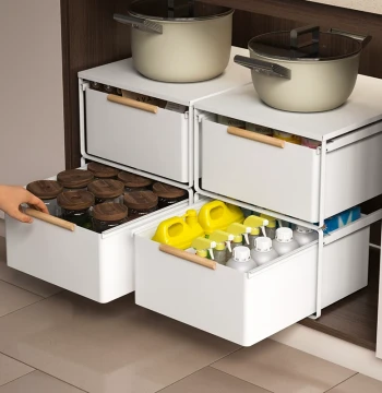 Cabinet Tiered Storage Rack, Pull-Out Spice Organizer, Miscellaneous Storage Basket, Snack Bin, Kitchen Drawer Pull-Out Basket