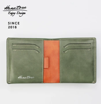 Huahu Japanese-Style Genuine Leather Short Wallet - Handcrafted Unisex Card and Coin Holder, Trendy Gift