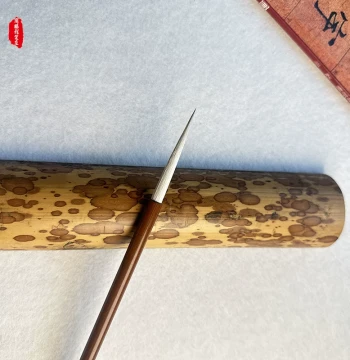 Guzuo Intangible Cultural Heritage Zhou Pengcheng Professional Calligraphy Brush, Long-Tip Iron Wire Style for Orchid and Small Running Script, Suitable for Beginners and Exams