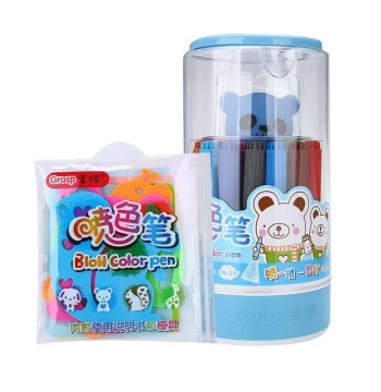 Zhangwo 213 Spray Pen Set – 12/24 Color Washable Watercolor Markers with Refillable Ink and Stencil Templates