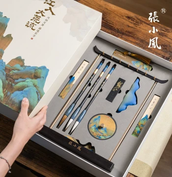 Zhang Xiaofeng Premium Four Treasures of the Study Gift Set - Complete Inkstone, Brush, Ink Stick, and Paper Kit for Calligraphy and Painting Beginners