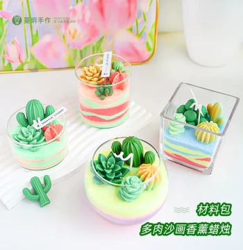 Premium DIY Succulent Sand Painting Scented Candle Kit for Holidays and Team Building