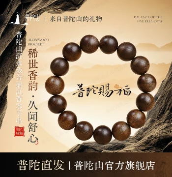 Putuoshan Agarwood Beaded Bracelet Official Flagship Store Sinking-Grade Kynam Agarwood Bracelet Buddhist Beads Cultural Gift for Boyfriends