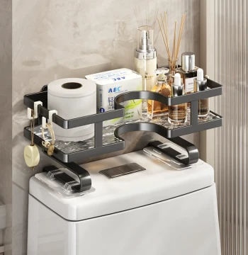 Over-Toilet Storage Rack Wall-Mounted No-Drill Bathroom Multi-Function Organizer for Toilet Essentials