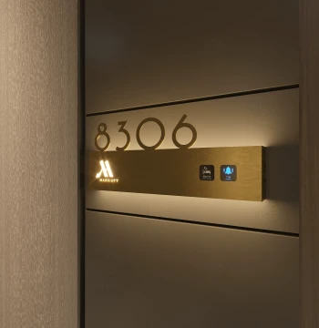 Stainless Steel Illuminated Hotel Room Number Plate, Smart Electronic Door Sign with Do Not Disturb and Make Up Room Bell