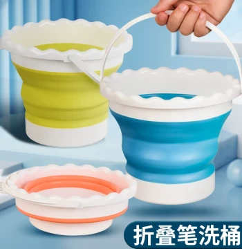 Chengzhutang Foldable Water Bucket Chinese Painting Brush Washer Gouache Watercolor Paint Cleaning Pail Art Student Brush Basin Collapsible Cup Oil Painting Color Pigment Bucket