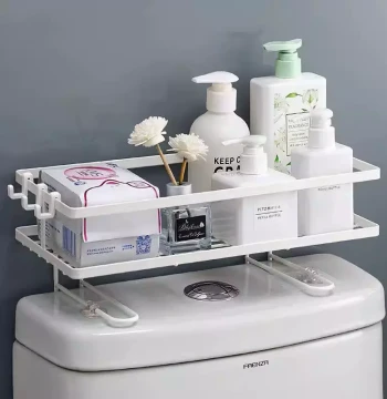 No-Drill Over-Toilet Storage Rack for Bathroom Restroom Organizer