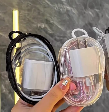 New Data Cable Storage Bag Travel Digital Charger Cord Organizer Protective Visible Multi-Use Portable Case