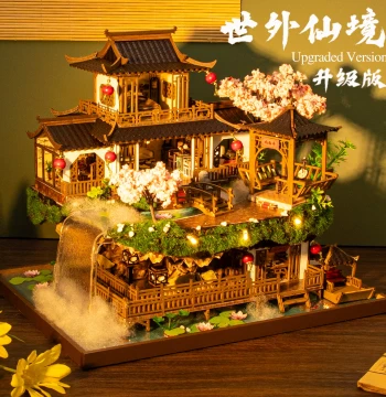 New DIY Miniature House Secluded Paradise Villa Ancient Style Handmade Assembly Model Toy Birthday Gift