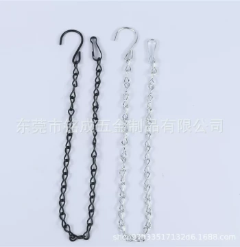 Iron Chain, Flower Pot Hanging Chain with Iron Rings, Black Suspension Chain for Bird Cages and Garden Planters