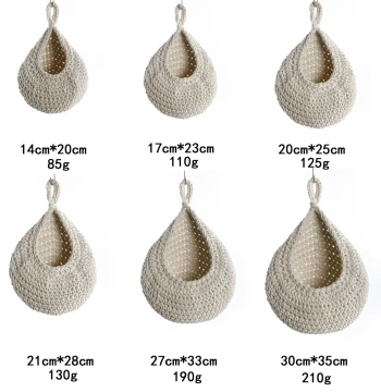 [Single Pack] Handwoven Bird Nest Drop Net Cotton Rope Crochet Fruit Mesh Bag Storage Organizer