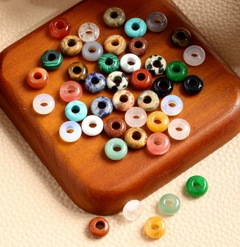 Natural Stone Abacus Beads with Large Holes 5*10mm White Crystal Rose Crystal Flat Beads Jewelry Accessories Semi-Precious Stones